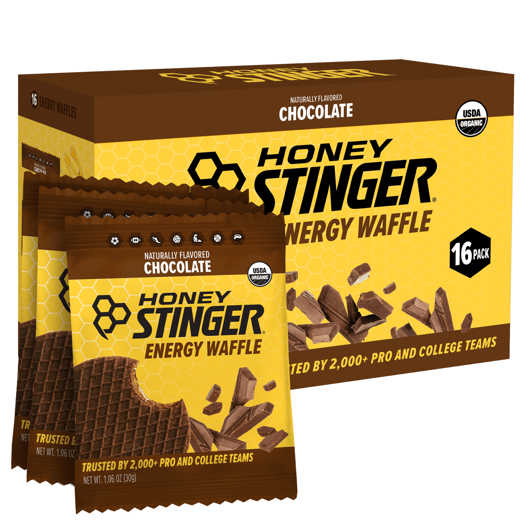 Chocolate Organic Energy Waffle Box of 16 | Honey Stinger Chocolate Organic Energy Waffle Box of 16 | Honey Stinger