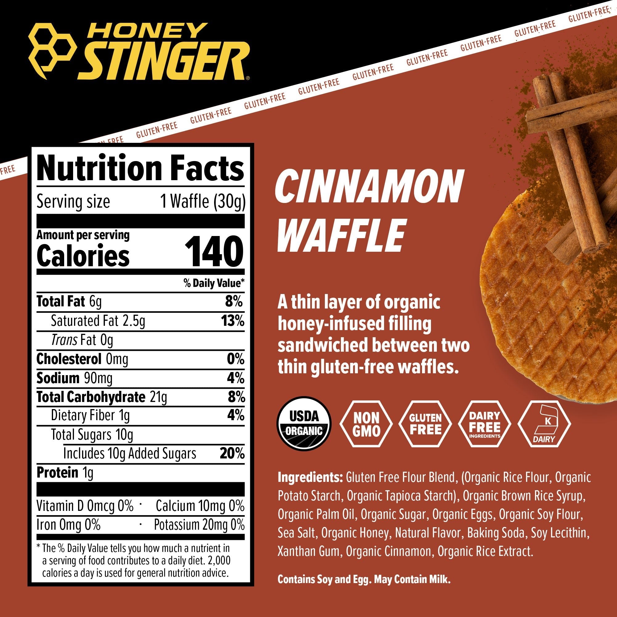 Cinnamon Gluten-Free Waffle Box of 16.