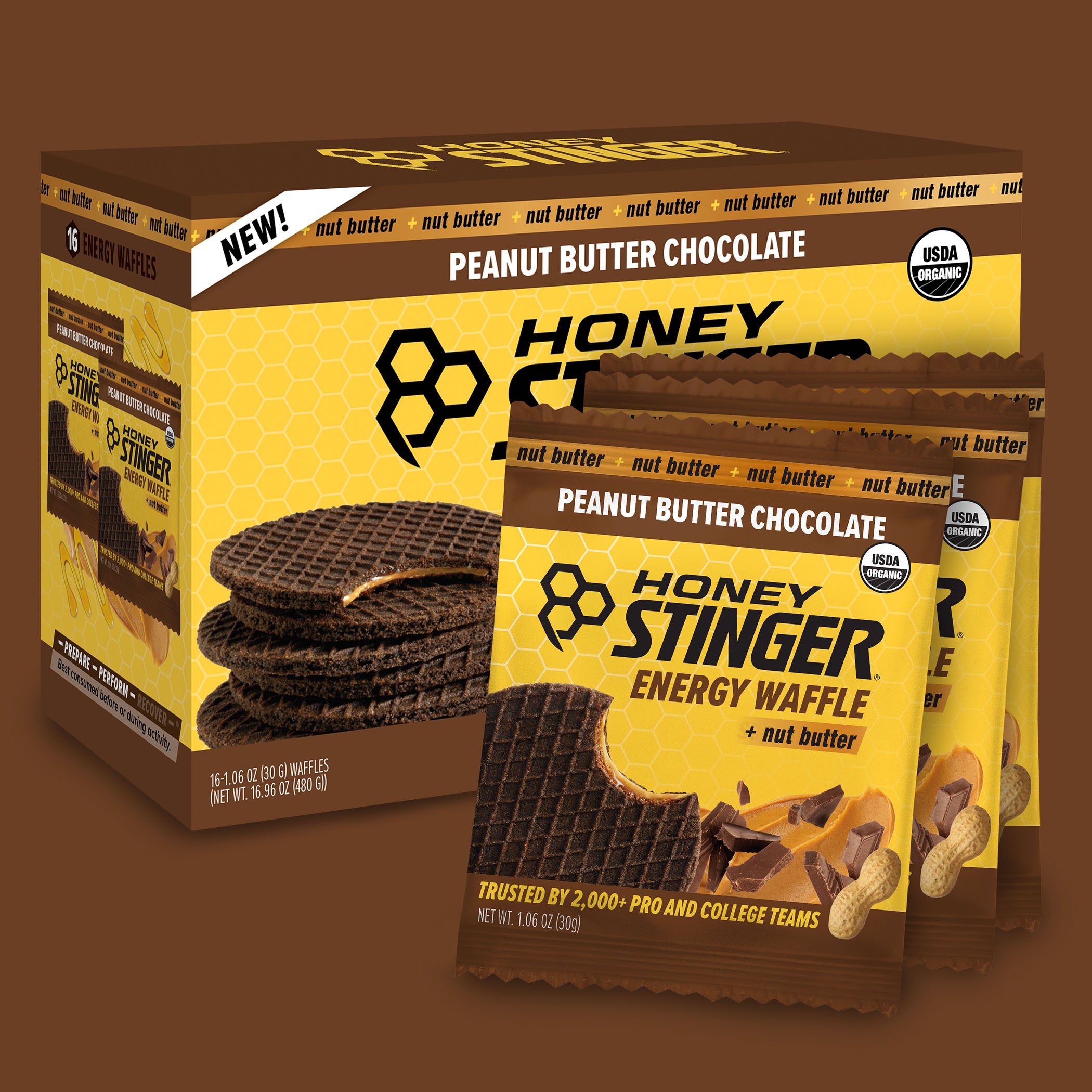 Peanut Butter Chocolate Waffle Box of 16