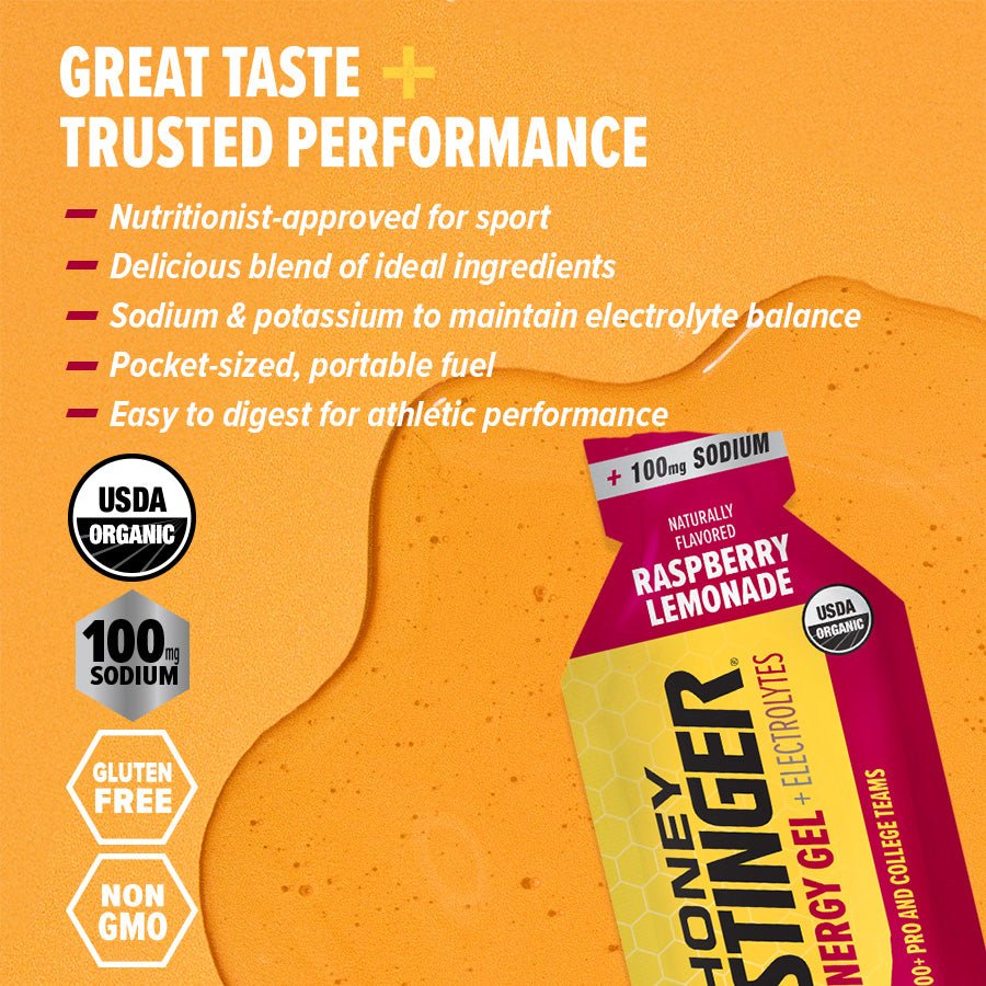Raspberry Lemonade Electrolyte Energy Gel Box of 12 | Honey Stinger