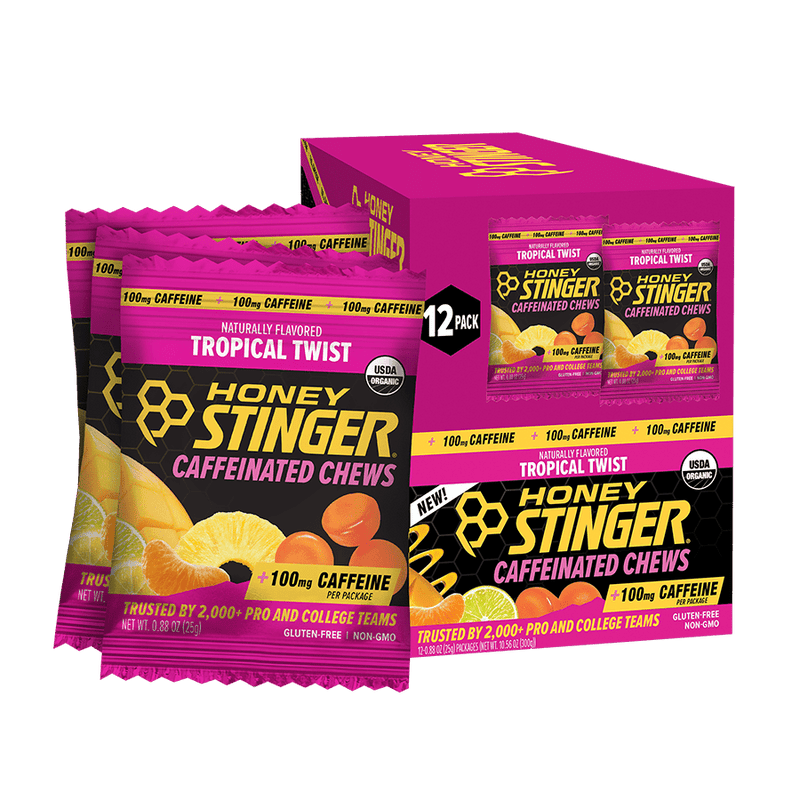 Tropical Twist Caffeinated Energy Chews Box of 12 | Energy Chews - Honey Stinger