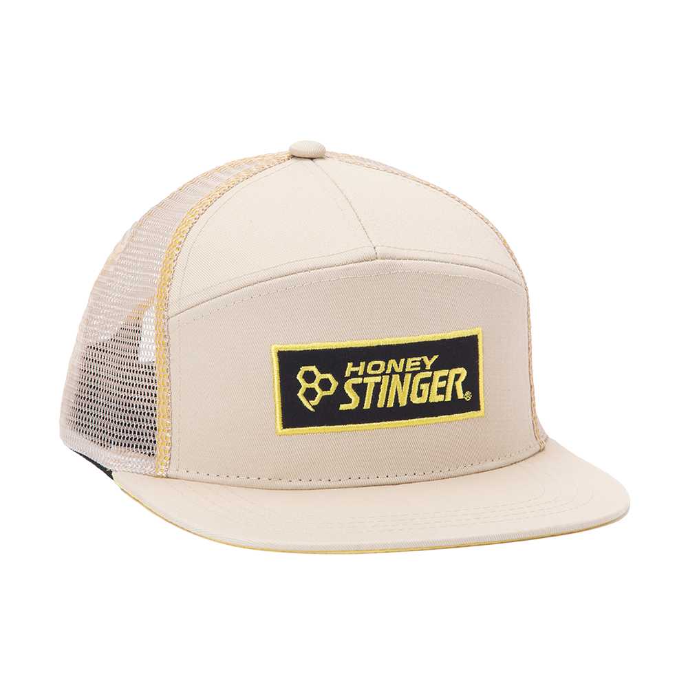 Flat Brim Trucker Hat in Oatmeal